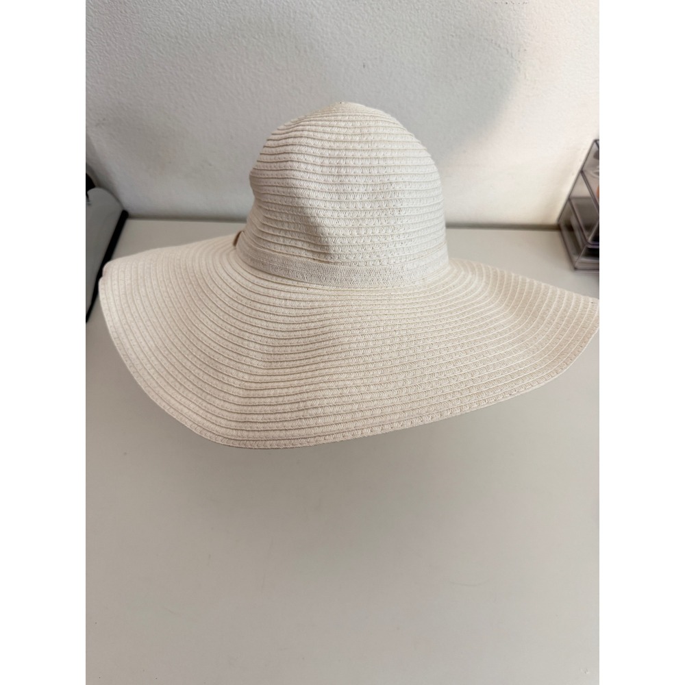 Shade & Shore Cream Off White Floppy Straw Sun Hat Wide Brim Beach Summer Hat - Picture 2 of 6